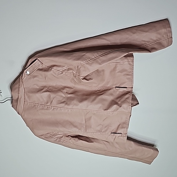 Revamped medium pink zip up leather jacket - Picture 4 of 6